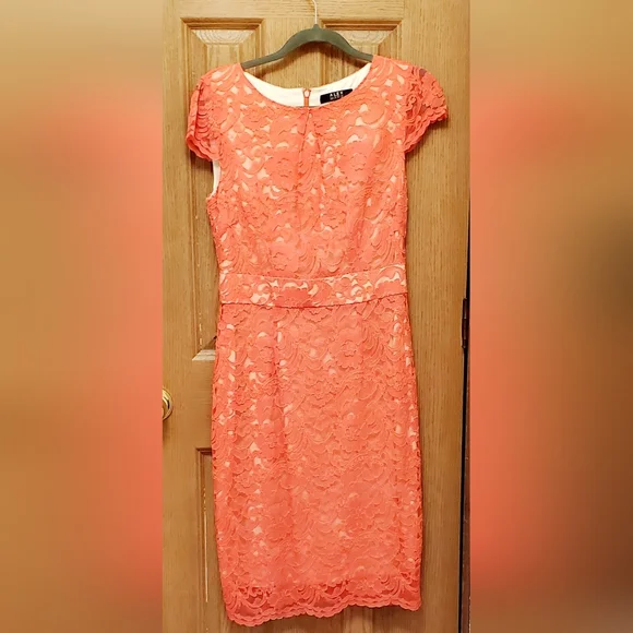 Dillards Dresses | Coral Lace Dress | Color: Orange | Size: 4 | Barb_Close's Closet